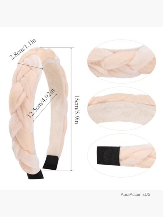 8 Pack Velvet Braided Headbands - Stretchy Hair Accessories